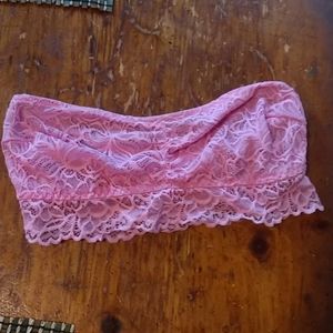 Pink Lace Strapless Bralette